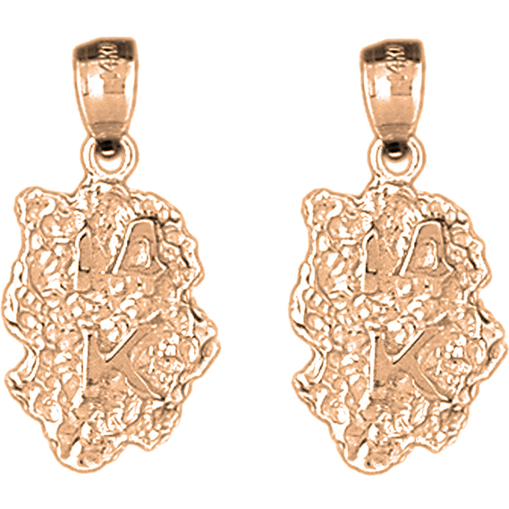 14K or 18K Gold 25mm "14K" Nugget Earrings