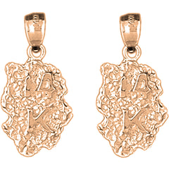 14K or 18K Gold 25mm "14K" Nugget Earrings