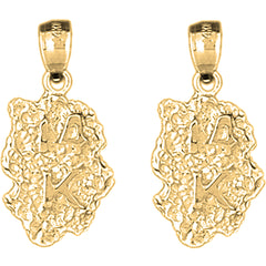 14K or 18K Gold 25mm "14K" Nugget Earrings
