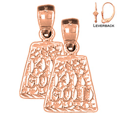 Pendientes de pepita de oro amarillo de 14 quilates y 19 mm de oro de 14 quilates o 18 quilates