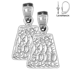 Pendientes de pepita de oro amarillo de 14 quilates y 19 mm de oro de 14 quilates o 18 quilates