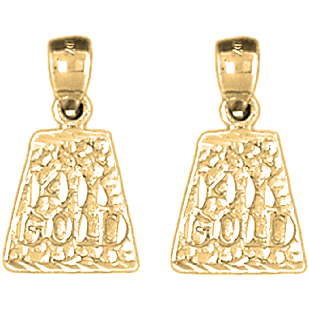 Yellow Gold-plated Silver 19mm "Rhodium-plated 925 Yellow Gold-plated Silver" Nugget Earrings