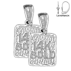 Pendientes de pepita de plata de ley de 16 mm "plata de ley 925 rodiada" (chapados en oro blanco o amarillo)