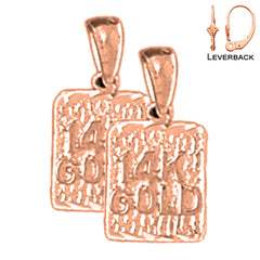 Aretes de pepita de oro amarillo de 14 quilates y 16 mm de oro de 14 quilates o 18 quilates