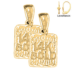 Pendientes de pepita de plata de ley de 16 mm "plata de ley 925 rodiada" (chapados en oro blanco o amarillo)