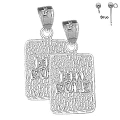 Sterling Silver 24mm Nugget Earrings (White or Yellow Gold Plated)