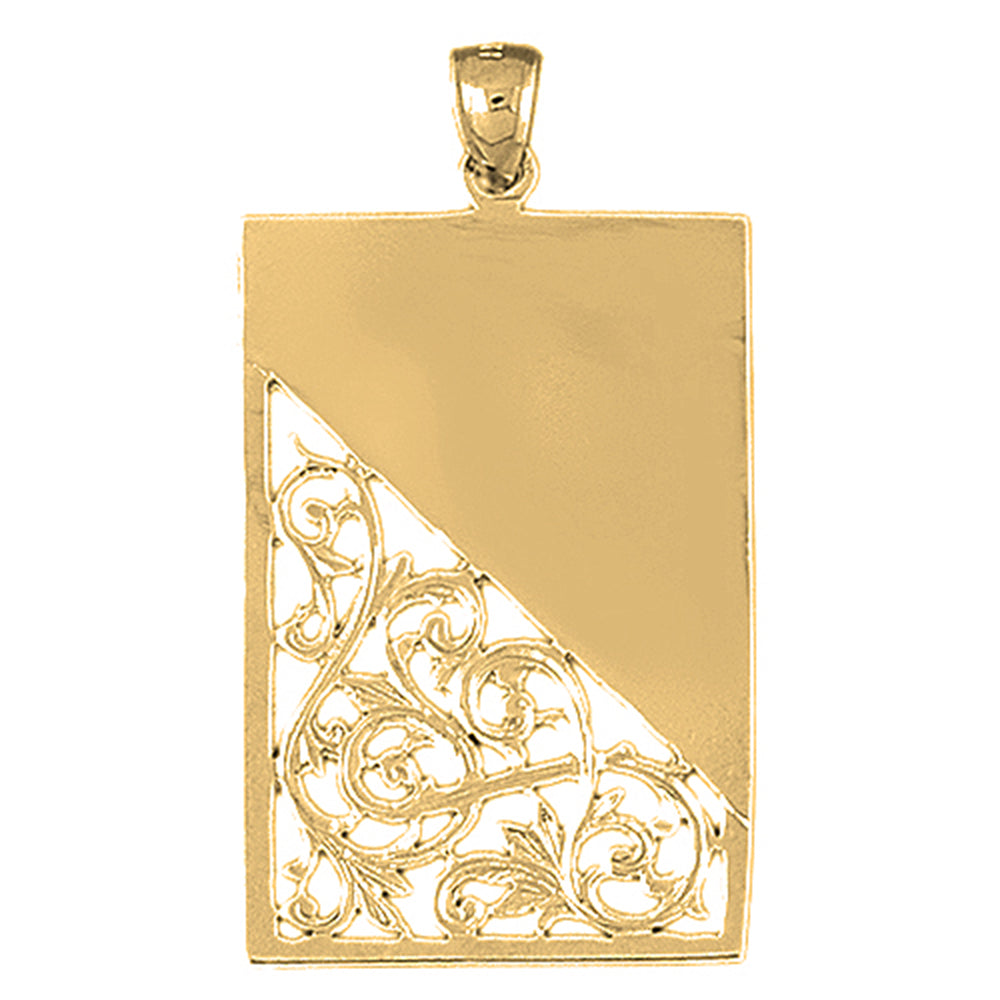 10K, 14K or 18K Gold Hand-cut Engravable Plate Pendant