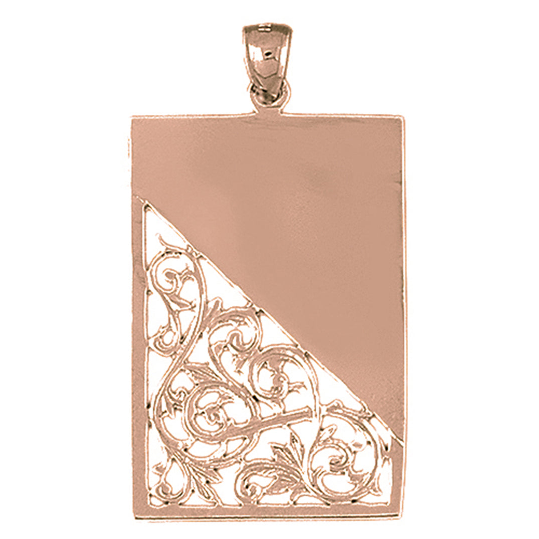 10K, 14K or 18K Gold Hand-cut Engravable Plate Pendant