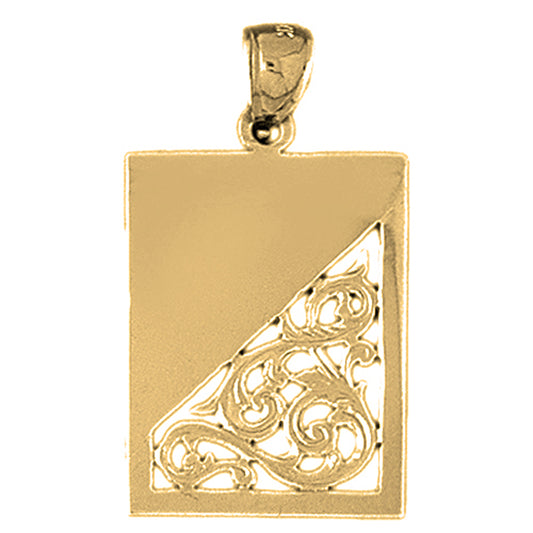 10K, 14K or 18K Gold Hand-cut Engravable Plate Pendant