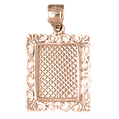 14K or 18K Gold Hand-cut Frame Plate Pendant