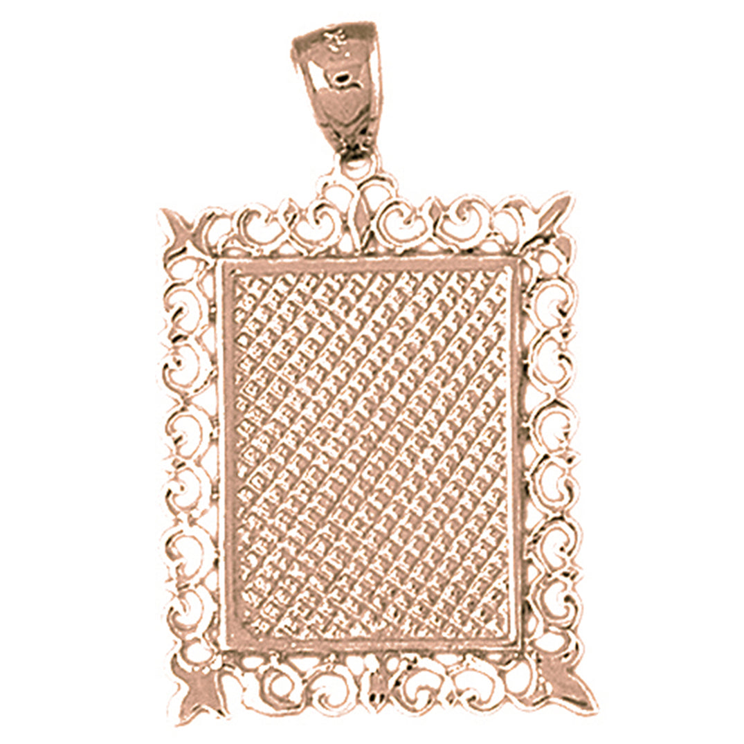 10K, 14K or 18K Gold Hand-cut Frame Plate Pendant