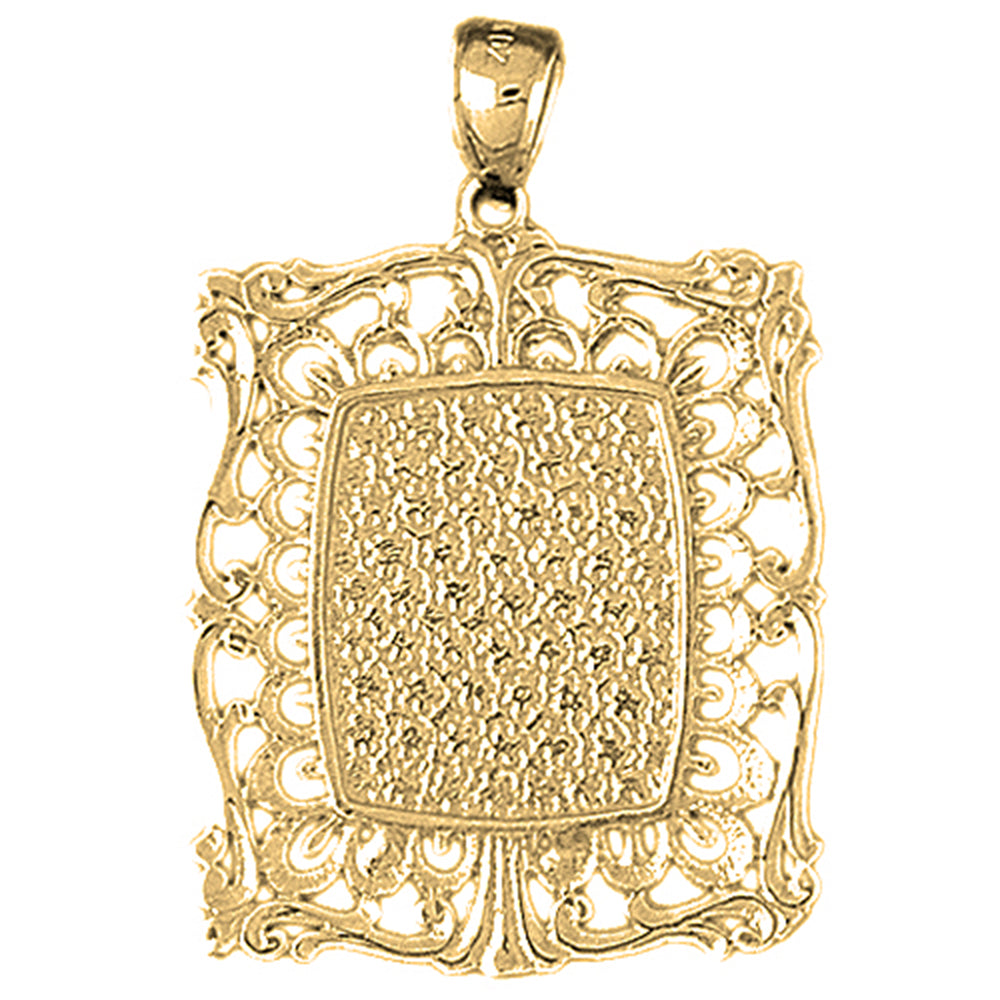 10K, 14K or 18K Gold Hand-cut Frame Plate Pendant