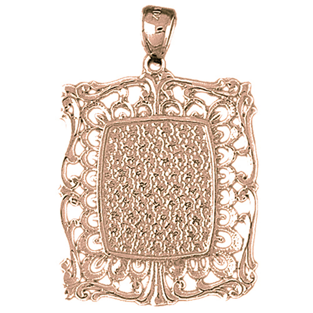 10K, 14K or 18K Gold Hand-cut Frame Plate Pendant