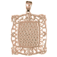 10K, 14K or 18K Gold Hand-cut Frame Plate Pendant