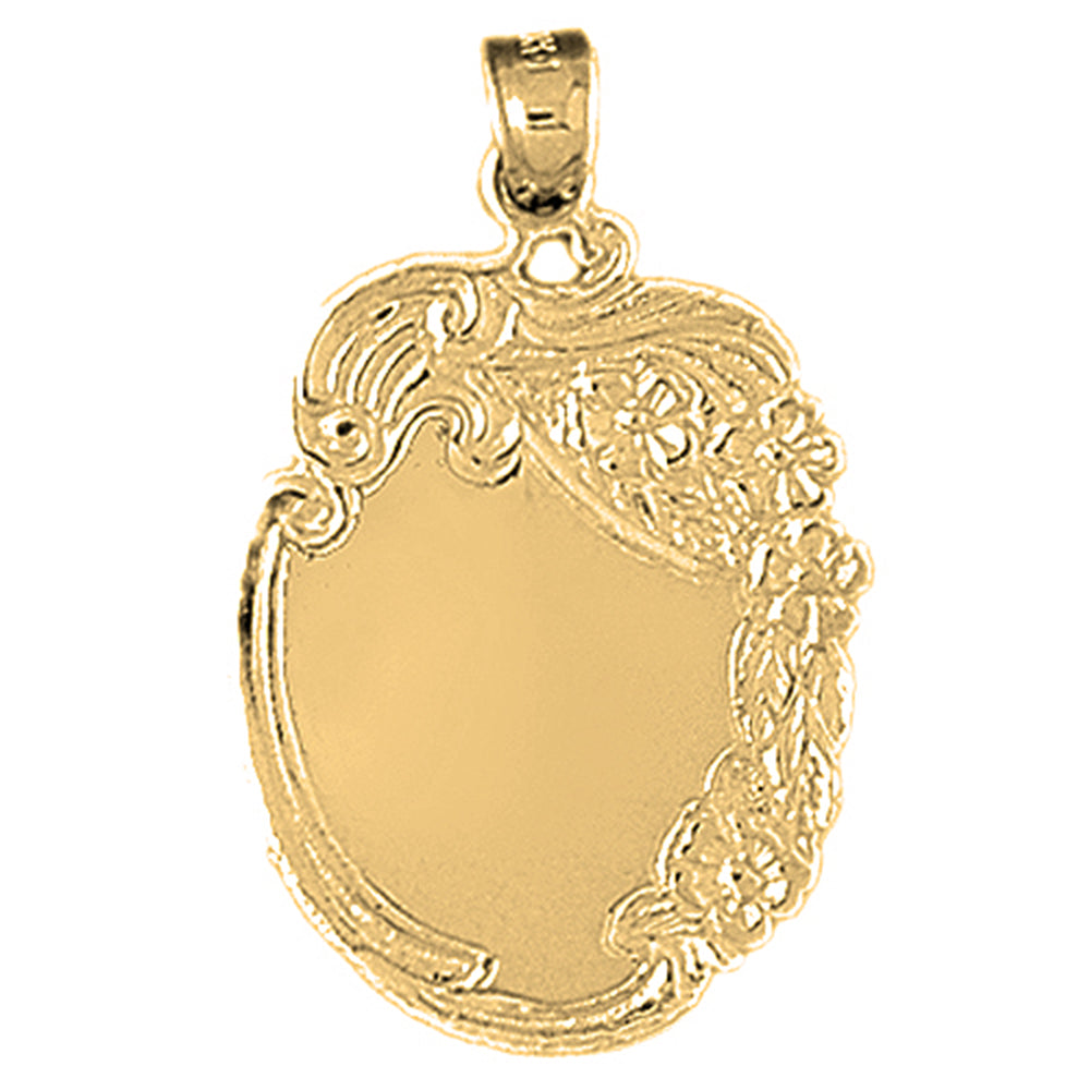 10K, 14K or 18K Gold Hand-cut Engravable Plate Pendant