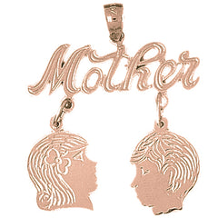 10K, 14K or 18K Gold Mother With Son And Daughter Pendant