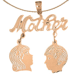 10K, 14K or 18K Gold Mother With Son And Daughter Pendant