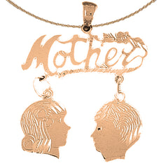 10K, 14K or 18K Gold Mother With Son And Daughter Pendant