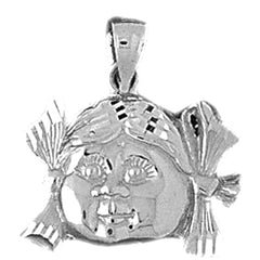 14K or 18K Gold Girl Head Pendant