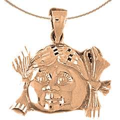 14K oder 18K Gold Mädchenkopf Anhänger