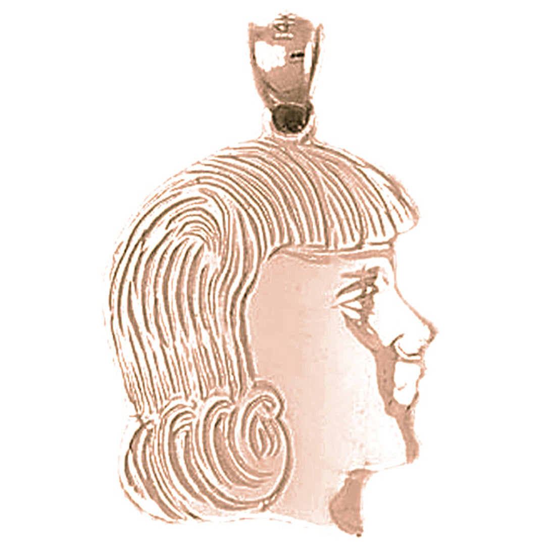 10K, 14K or 18K Gold Girl Head Pendant