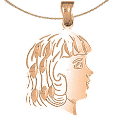 14K or 18K Gold Girl Head Pendant