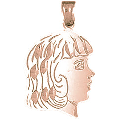 14K or 18K Gold Girl Head Pendant