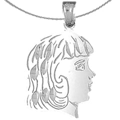 14K or 18K Gold Girl Head Pendant