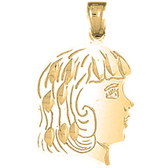 14K or 18K Gold Girl Head Pendant