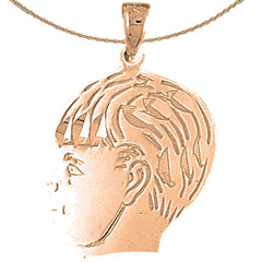 10K, 14K or 18K Gold Boy Head Pendant