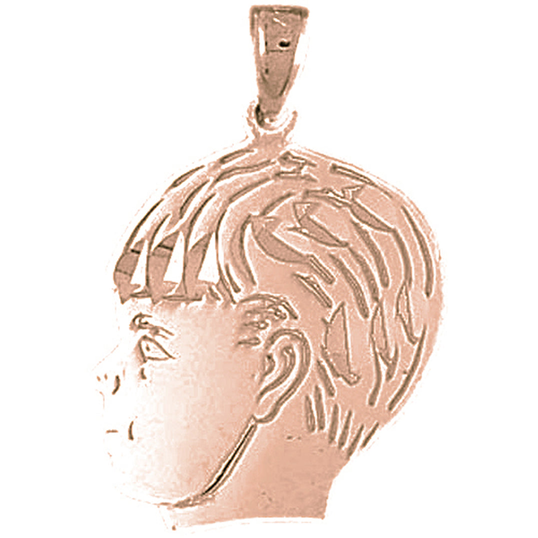 10K, 14K or 18K Gold Boy Head Pendant