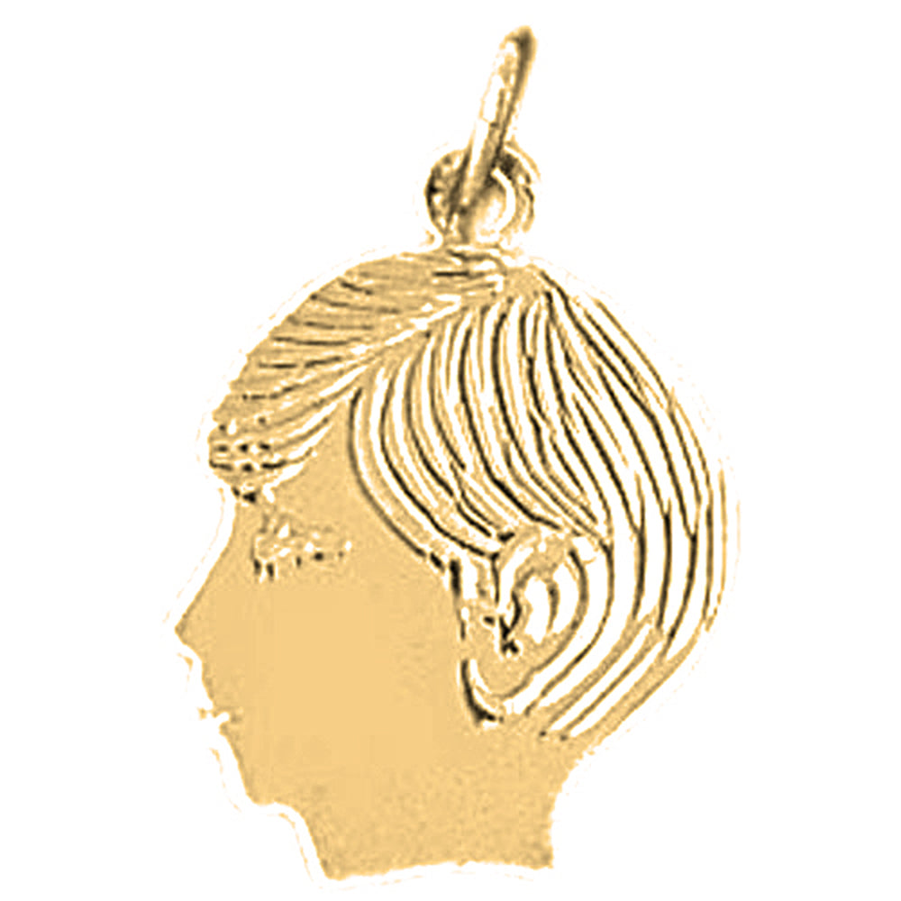 14K or 18K Gold Boy Head Pendant