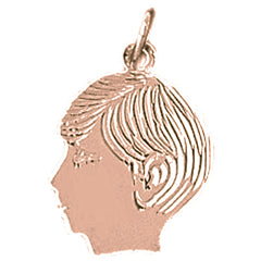 14K or 18K Gold Boy Head Pendant
