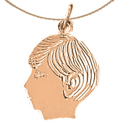 14K or 18K Gold Boy Head Pendant