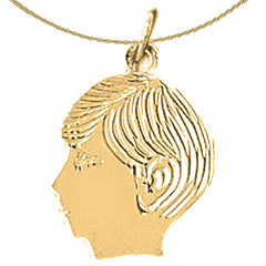 14K or 18K Gold Boy Head Pendant