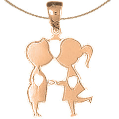 Anhänger „Junge und Mädchen küssen“ aus 14 Karat oder 18 Karat Gold