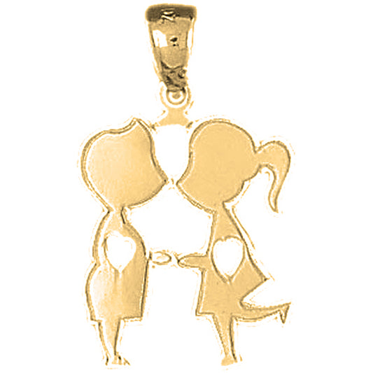 14K or 18K Gold Boy And Girl Kissing Pendant