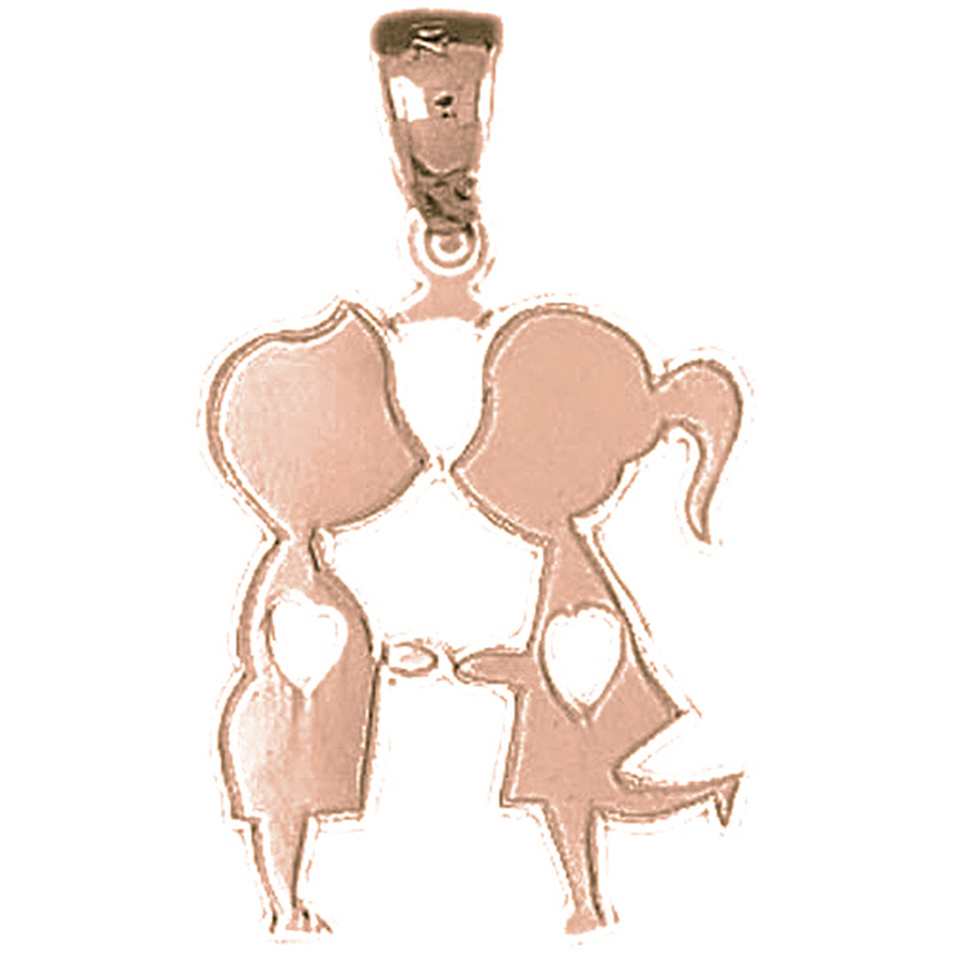 14K or 18K Gold Boy And Girl Kissing Pendant