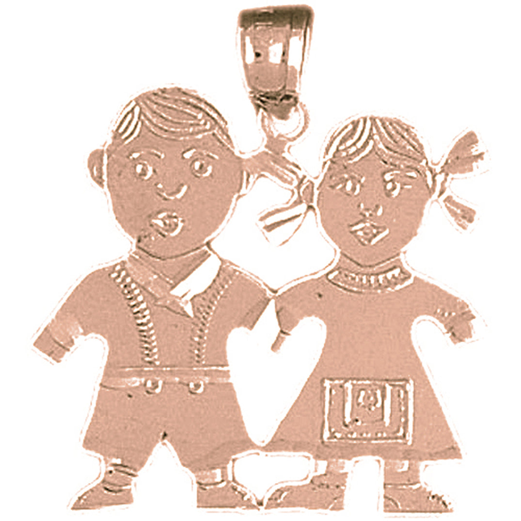 14K or 18K Gold Boy And Girl Pendant