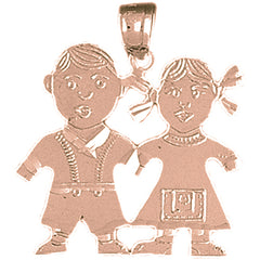14K or 18K Gold Boy And Girl Pendant