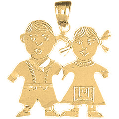 14K or 18K Gold Boy And Girl Pendant