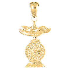 10K, 14K or 18K Gold Baby On Weighing Machine Pendant