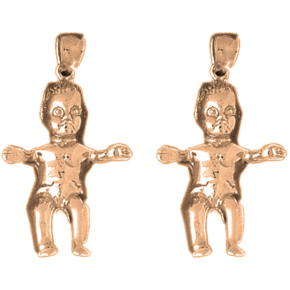14K or 18K Gold 32mm Baby Earrings