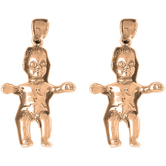 14K or 18K Gold 32mm Baby Earrings