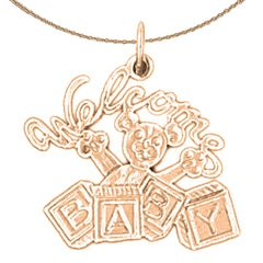 14K oder 18K Gold Willkommen Baby Anhänger