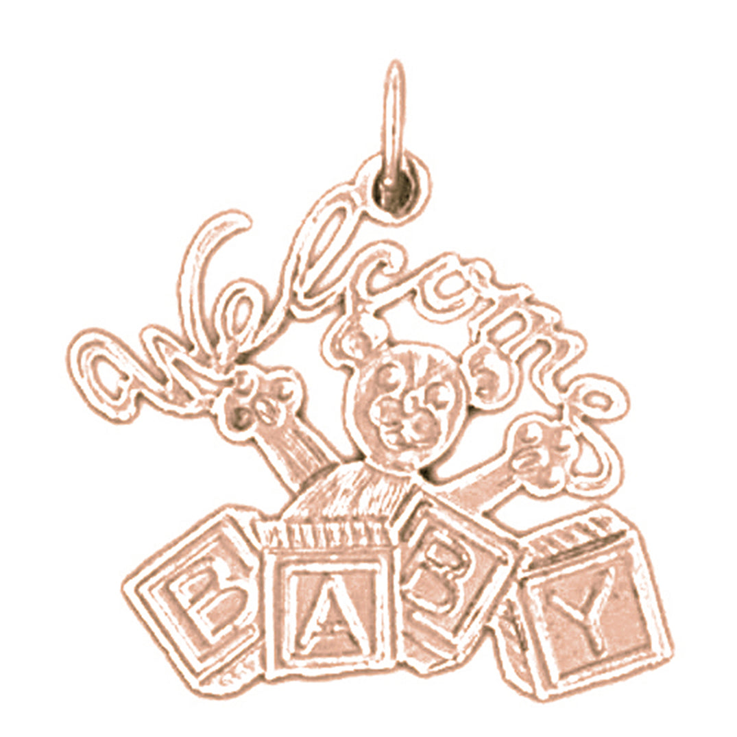 14K or 18K Gold Welcome Baby Pendant