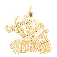 14K or 18K Gold Welcome Baby Pendant