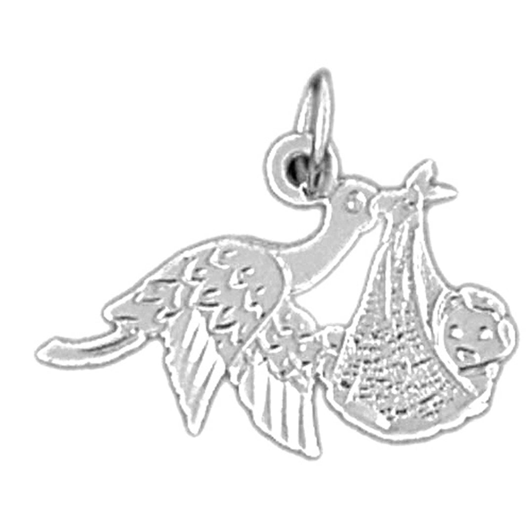 14K or 18K Gold Stork Baby Pendant
