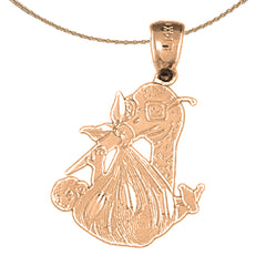 14K or 18K Gold Stork Baby Pendant