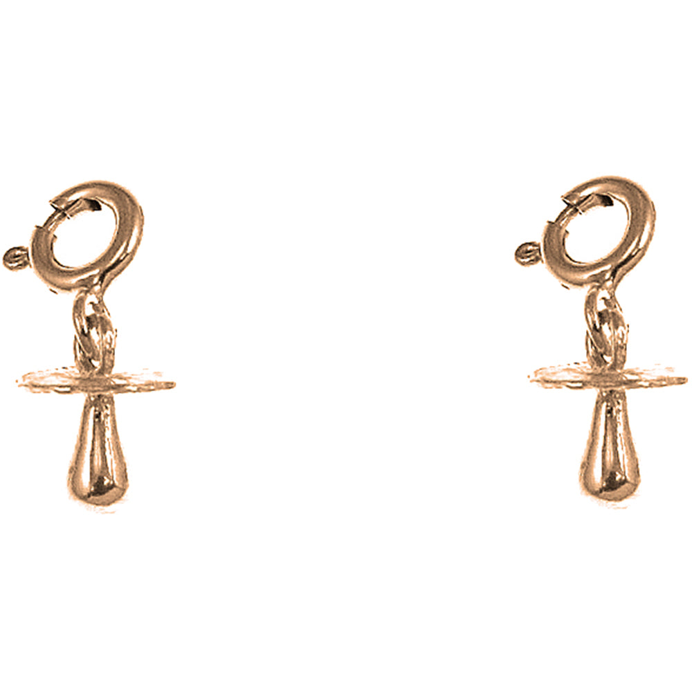 14K or 18K Gold 12mm 3D Pacifier Earrings